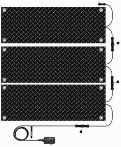 Juilsioa 3-Pieces 10 Inch x 30 Inch Outdoor Snow Melting Mats, Anti-Slip Heated Walkway Mat with Power Cord, Waterproof Outside Ice Melt Mat for Doorway Stair Step Path