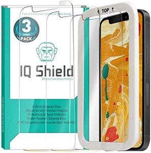 IQShield Tempered Glass Screen Protector for Apple iPhone 12 Pro Max [V2](3-Pack)(6.7 inch, Installation Frame Included) Anti-Bubble, 99% Transparent HD, Military Grade & Shatter-Proof Shield