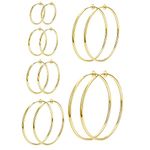 YADOCA 6/8 Pairs Clip On Hoop Earrings for Women Fake Hoop Earrings Spring Hoops Clip Earrings set for Non-Pierced Ears Gold Silver Tone