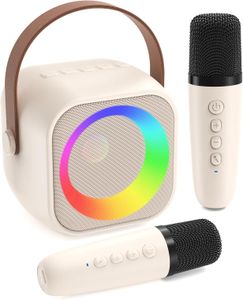 Jeefu Karaoke Machine with 2 Wireless Microphones – Portable Speaker