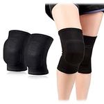 AYNKH 1 Pair Stretchy Knee Pads, Full Black Soft Brace Breathable Sleeve Protective for Dance Volleyball Football Yoga Tennis Cycling Jogging