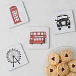 Victoria Eggs London Skyline White Coasters | Drink Coasters For Coffee Table Accessories Or Dining Table Accessories | London Gifts & British Souvenirs | Beer Mats & Drinks Coasters | Set of 4