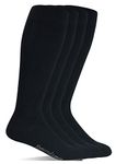 Yomandamor 4 Pairs Men's Bamboo Wide Stretched Top Over The Calf Dress Socks Boot Socks (Size: 10-13)(BLACK)