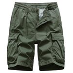 L'MONTE Imported Men's Cotton Cargo Shorts - Lightweight Outdoor Casual Wear with Elastic Waist Drawstring and Multi Pockets (34, Army Green)