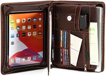 Luxffel Leather Portfolio Organizer, Leather Padfolio for Men with Handle, Zippered Professional Business Portfolio Folder MacBook/iPad Pro Briefcase, Legal/Letter/A4 Notepads Applicable