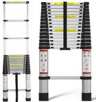 4.4M Telescoping Ladder 14.5FT Metal Telescopic Ladder with Non-Slip Feet, Collapsible Ladder Multi-Purpose Ladders 330 Lb Capacity