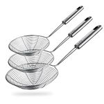 HSimple Spider Strainer Skimmer Stainless Steel Strainer Spoon Ladle, Set of 3 Sizes Wire Strainer Scoop with Long Handle for Kitchen Cooking Fryer Frying Food Pasta Noodle Spaghetti