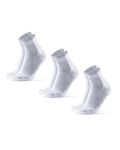 DANISH ENDURANCE 3 Pack Cushioned Running Socks for Long Distances, Quarter Length, Anti-Blister for Men & Women, White, 9-12