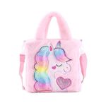 ADISA Unicorn Toddler Bag Princess Fur Crossbody Handbags Gift for Girls (L.PIN)