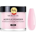 Morovan Pink Acrylic Powder: 60g Professional Acrylic Nail Powder Polymer Pink Nail Powder for Acrylic Nail Extension Carving Nails