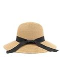 Zylioo Small Straw Panama Hats Petite Size Summer Beach Sun Hat Little Wide Brim UV Holiday Hat