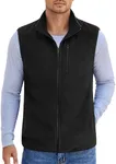 COOFANDY Mens Fleece Zipper Vest Lightweight Winter Sleeveless Vests Casual Outerwear, Black, X-Large