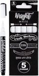 Loddie Doddie Fine Liquid Chalk Markers for Chalkboard - 5 Count - Erasable, Low-Odor Chalkboard Markers Erasable - White Chalk Pens - Fine Chalk Pen - Liquid Chalk Fine Tip - White Chalk Markers