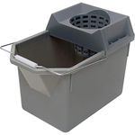 Rubbermaid Commercial HDPE Pail and Mop Strainer Combination, 15-Quart Capacity, 17-Inch Length x 10.5-Inch Width x 12-Inch Height, Steel Gray (FG619400STL)