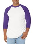 Soffe Women's Baseball Jersey T-Shirt, White/Purple (2 Pack), Medium