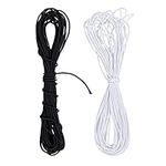 AKHTART 2Pcs Elastic Cord Black & White, 1mm Round Hat Elastic, 10 Meter Bungee Cord, Elastic String, Stretchy Cord for Craft/Jewellery Stringing/Masks/Party Hats/Sewing Accessories/Hairbands