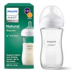 Philips Avent Natural Response Glass Baby Bottle - 240ml Baby Milk Bottle, BPA Free for Newbown Babies 1 Month+ (Model SCY933/01)