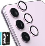 CloudValley [3 Pcs] for Samsung Galaxy S24 / S23 / S23 Plus Camera Lens Protector, 9H Tempered Glass + Aluminum Alloy Metal Individual Lens Protective Ring for S24 / S23 / S23+ 5G 2023, Pink