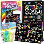 ZMLM Scratch Paper Art-Crafts Gift: 2 Pack Bulk Rainbow Magic Paper Supplies Toys for 3 4 5 6 7 8 9 10 Years Old Girls Kids Favors Gifts for Birthday Halloween Christmas Party Games Projects Kits