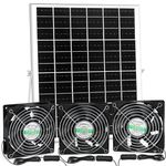 blessny Solar 3 Fan Kit for Intake or Exhaust air, 25W Solar Panel Powered Fan for Chicken Coop, Greenhouse, Outdoor Solar Fans with 15 ft Cord, IP67 Waterproof