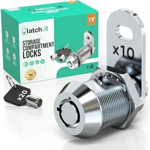 LATCH.IT 10-Pack RV Storage Locks 7/8" | 100% Metal Cam Lock for Cabinets, Toolboxes & RV Storage Doors | 20 Keys Included | RV Compartment Locks | Check Fitment Image Before Purchasing