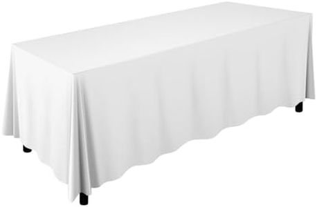 Lann's Linens - 90" x 132" Premium Tablecloth for Wedding/Banquet/Restaurant - Rectangular Polyester Fabric Table Cloth - White