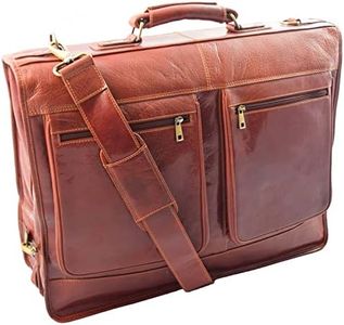 Real Leather Suit Dress Carrier Travel Weekend Bag CANICO Chestnut, Chestnut, L, Travel Garment Bag