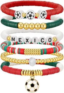 doubgood 2026 World Soccer Cup Mexico Soccer Bracelets for Women Men, Stackable Soccer Jewelry Game Day Fan Accessories Gifts for Soccer Fans