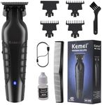 Kemei 2299 Professional Hair Trimmer for Men Electric Hair Clippers Zero Gapped T Blade Outliner Beard Trimmers Barber Hair Cuttings Kit Cordless Gift for Men