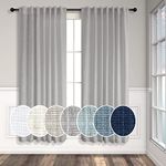 Grey Linen Curtains 63 Inch Length for Bedroom 2 Panels Back Tab Rod Pocket Semi Sheer Energy Efficient Light Gray Curtains for Living Room Kids Nursery Burlap Rustic Farmhouse Dove Silver 52x63 Long