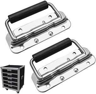 Kigniote 2Pcs Metal Chest Box Handles Spring Folding Handle Luggage Hardware, 122x41mm Stainless Steel Spring Loaded Box Handle Flight Case Handle for Toolbox Storage Boxes Replacement