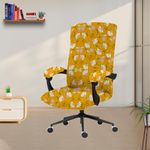 ELEGANTA Stretchable Elastic Boss Office Chair Cover with Handle Covers, Polyester Spandex, Mustard Yellow (Pack of 1)