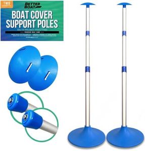 Boat Cover Support Poles 2 Pack, Adjustable Twist Lock, Snap and Mushroom Tops Included, Marine Grade Aluminum for Pontoon Jon Boat Tarp - Better Boat
