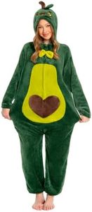 OLAOLA Adult Unisex Onesie, Flannel Avocado Pajamas, One Piece Sleepwear Cosplay Party Costume