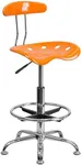 Flash Furniture Bradley Vibrant Orange and Chrome Drafting Stool with Tractor Seat