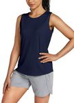 Willit Women's Workout Tank Tops Sleeveless Running Yoga Tops Quick Dry Active Shirts Gym Exercise Loose Fit Navy L