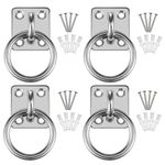 4Pcs Tie Ring on Plate 50mm x 50mm, Tie Rings for Horses, Hay Nets Horse Pony Equestrian Horse Hay Net Tack Tie up Stable Ring Hook