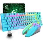 LexonElec T87 Wireless Keyboard and Mouse Combo, 87 Key Keyboards, Mice & Input Devices, Rainbow LED Backlight Rechargeable 3800mAh Battery Mechanical Feel RGB Mute Mice for Laptop Pc Mac-Blue