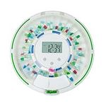 Automatic Pill Dispenser，Lock 28-Day Medication Organizer, Up to 6 Doses Per Day, 6 Dosage Templates, Sound & Light Alerts & Key for Vitamins, Supplements (Frosted Lid)