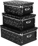 XUCHUN Foldable Storage Boxes with Lids 3 Pack Plastic Collapsible Storage Bins with Handles for Clothes, Cosmetic,Books