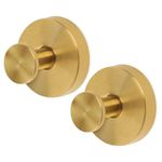 2pcs Suction Cup Hooks, Premium Stainless Steel Suction Cup Hooks Shower Hooks Suction Cup Bathroom Towel Coat Hook Suitable for Glass Mirror Smooth Surface(Gold)