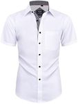 Alimens & Gentle Mens Casual Button Down Shirt, B-White, L