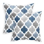 CaliTime Throw Pillow Cases Pack of 2 Cozy Fleece Gradient Geometric Trellis Chain Quatrefoil Accent Decorative Cushion Covers for Couch Bed Sofa Farmhouse Decoration 45cm X 45cm Sea Blue Grey