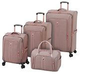 London Fog Newcastle 4 Piece Set, Rose Charcoal Herringbone