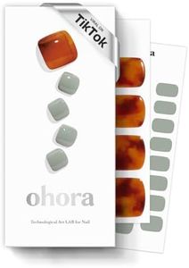 ohora Semi-Cured Gel Pedicure Strips 34pcs(P Vesuvio) - Includes 16 Solid Color, 14 Accent Wraps, 2 Prep Pads, Nail File & Wooden Stick