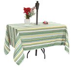 SquarePie Rectangle Outdoor Patio Tablecloth Stain Resistant Waterproof Oblong Table Linen Table Cover with Umbrella Hole and Zipper for Garden Party Tables Decor, 52x70 Green Stripe