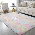 5x8 Feet Rainbow Soft Area Rugs for Bedroom Living Room Ultra Soft Modern Fluffy Throw Carpets for Girls Boys Kids Room Shaggy Fluffy Rugs (5.3X7.6Feet, Rainbow)