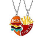 Best Friend Necklaces for 2 Girls Boys Friendship Gifts for BFF Hamburger French Fries Matching Necklaces for 2 Best Friends Anniversary Birthday Gift for Teens Bestie Funniest Gift for Friend