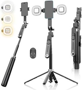 Performance Master 71" Smart Tracking Selfie Stick & Tripod, Auto Face Tracking 360° Rotation, 2 LED Lights, AI Gesture Control, Auto Tracking Tripod for iPhone & Android, TikTok Ready