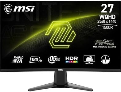 MSI MAG 27CQ6F 27 Inch WQHD Curved Gaming Monitor - 1500R 2560 x 1440 Rapid VA Panel, 180 Hz - 05ms (GtG, Min), Adaptive-Sync - DP 14a, HDMI 20b CEC